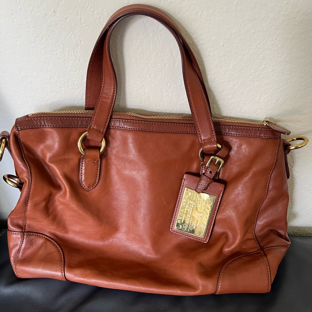 Ralph Lauren Leather Tote Bag in Cognac Brown missing strap